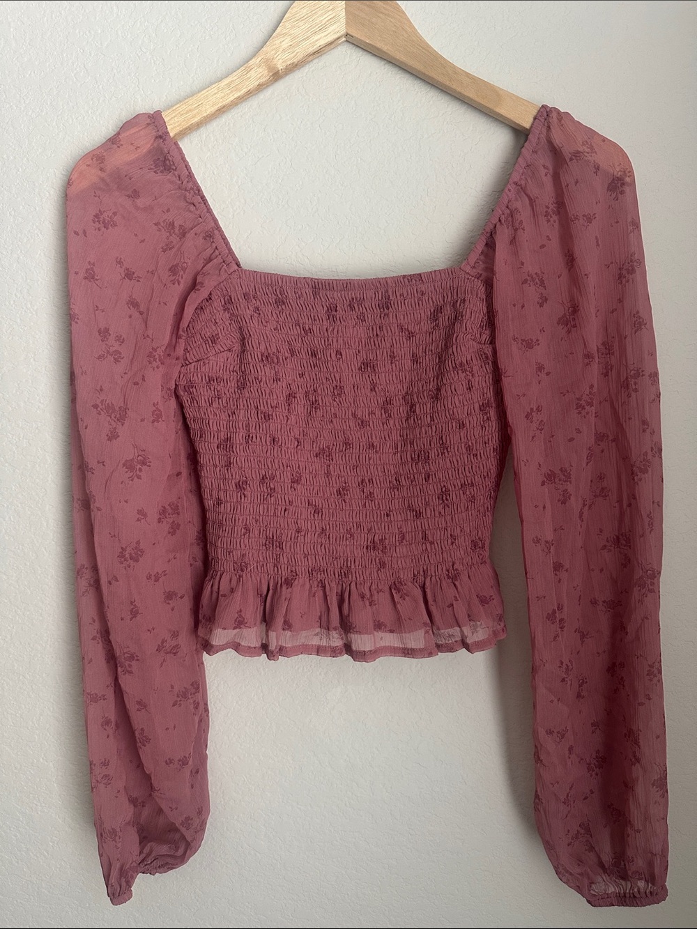 Hollister Smocked Long Sleeve Top